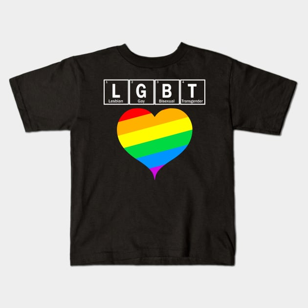 LGBT heart with chemical elements from periodic table Kids T-Shirt by Context